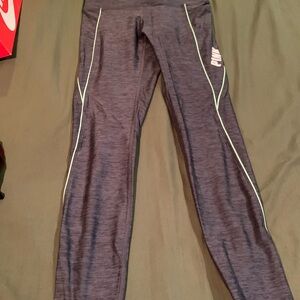 PINK Victoria's Secret Heather Navy Leggings with Lime Piping